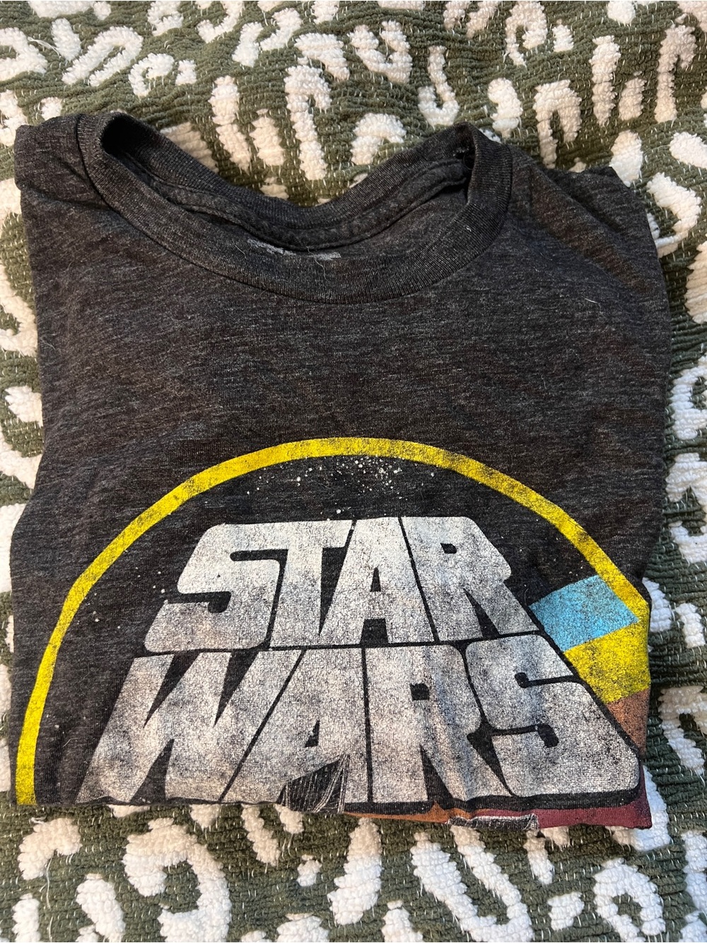 Star Wars Distressed Graphic Tee Gray Retro Style T Shirt Medium - Picture 2 of 6